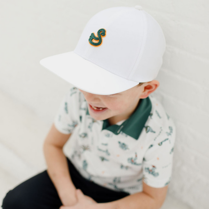 Juniors adjustable white golf hat